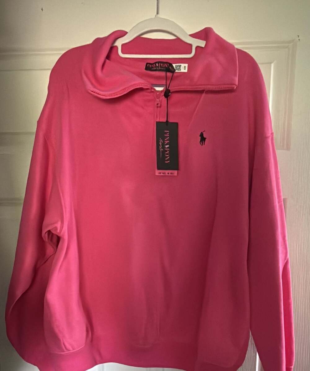 Polo Ralph Lauren Pink Pony 1/2 Zip Sweatshirt Size M Pink New